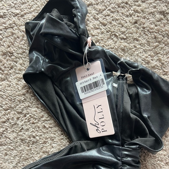 BRAND NEW WITH TAGS OHPOLLY Ultra-sleek sexy single shoulder bodycon midi dress - Picture 7 of 11